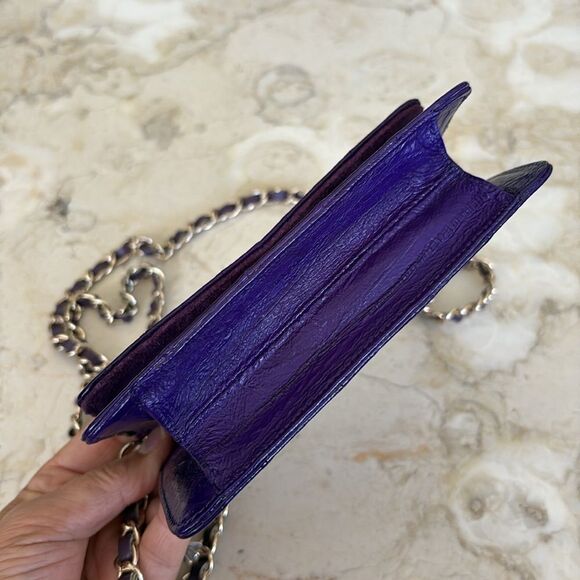 Genuine Eel-skin Mini Shoulder / Clutch Bag with Chain & Leather Strap - Picture 9 of 16